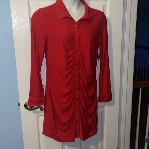 No Boundaries junior ruched button front dress brilliant red XXL (19) - Picture 5 of 8